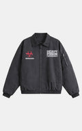 Retro Letter Print Denim Work Jacket