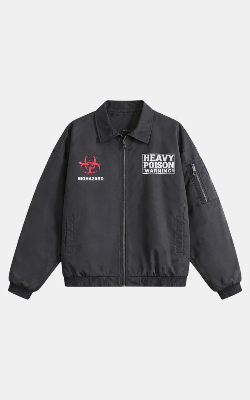 Retro Letter Print Denim Work Jacket