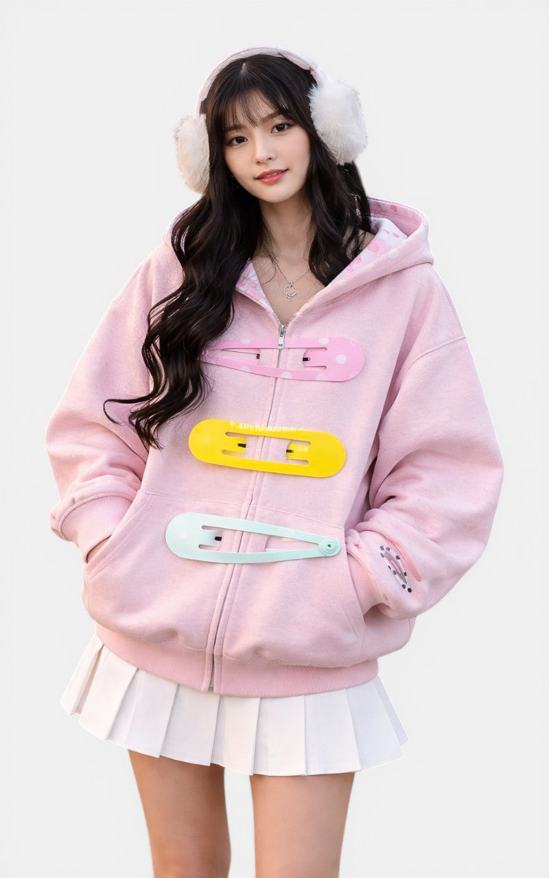 Retro Polka Dot Splice Hoodie