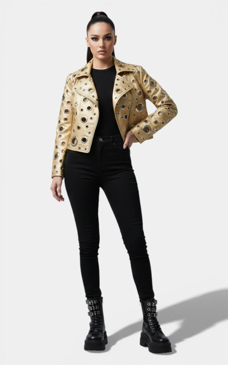 Rivet Cutout PU Jacket