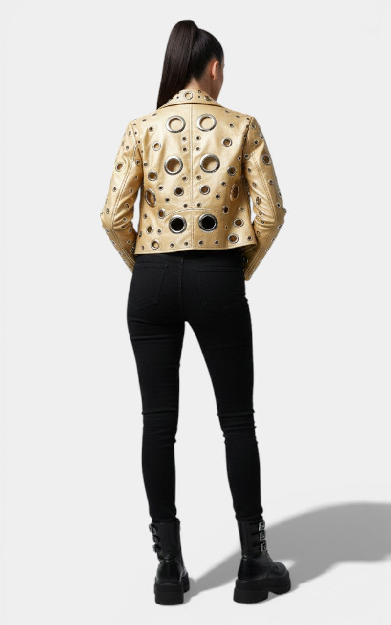 Rivet Cutout PU Jacket