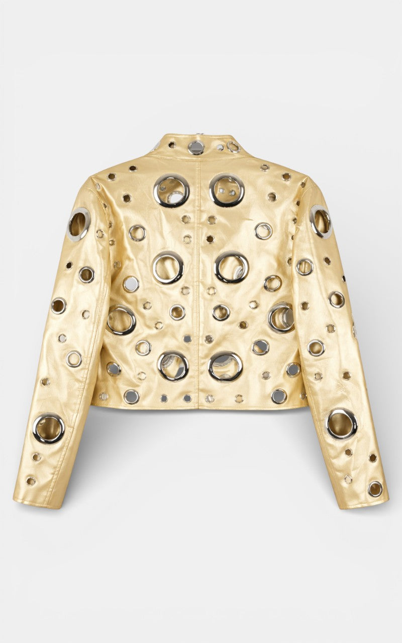Rivet Cutout PU Jacket