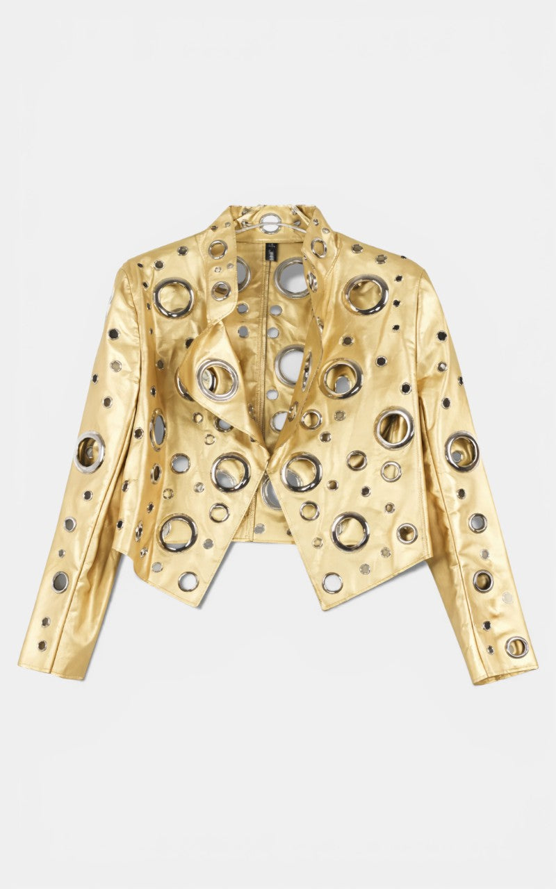 Rivet Cutout PU Jacket