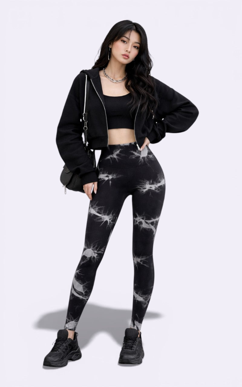 Scrunch Butt Leggings Tie-Dye Black