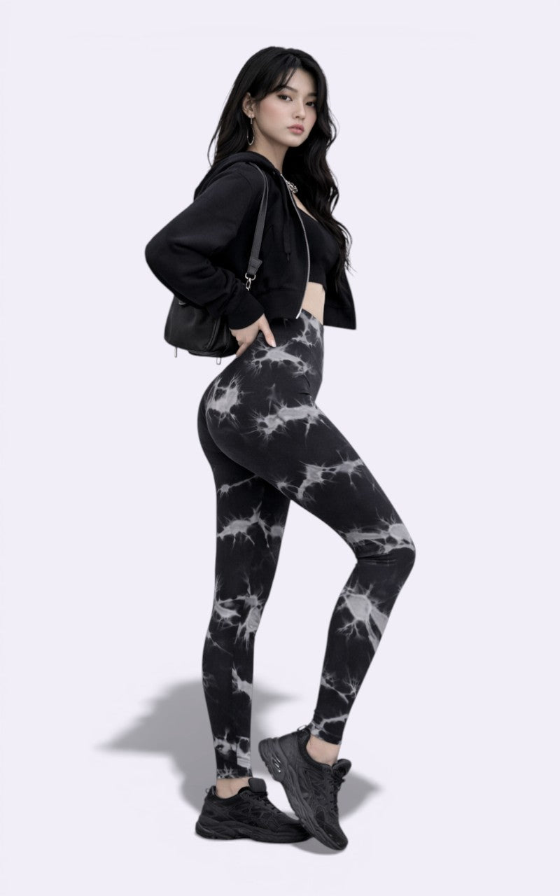 Scrunch Butt Leggings Tie-Dye Black