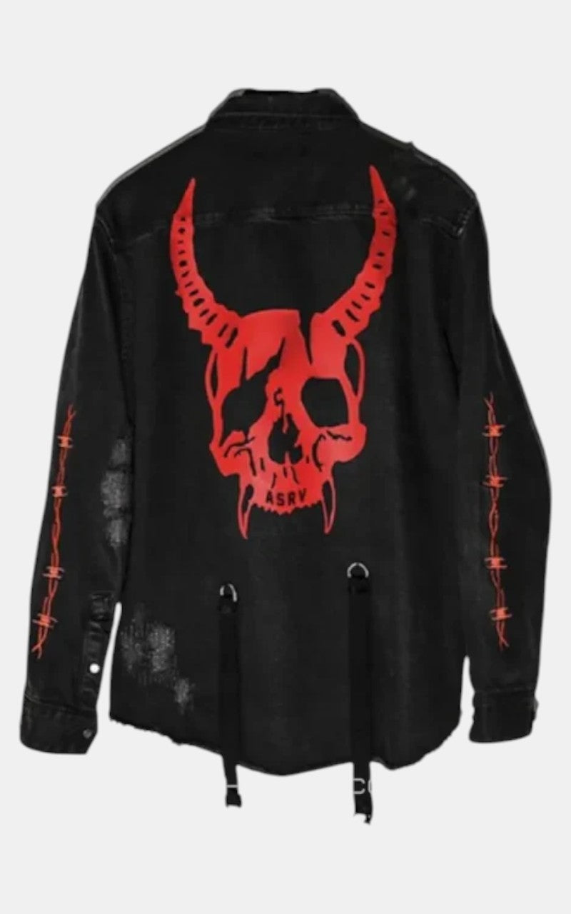 Skull Print Denim Jacket
