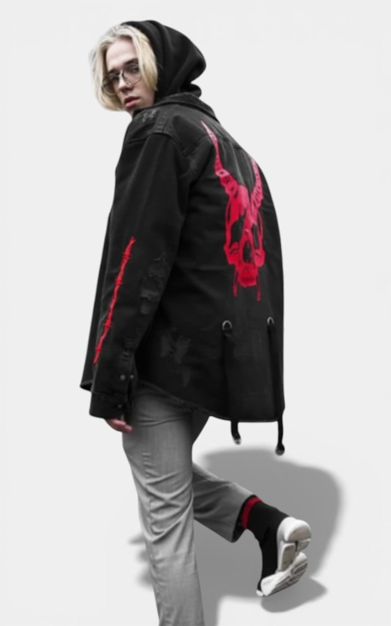 Skull Print Denim Jacket