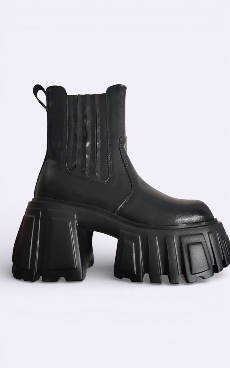 Super High Chunky Heel Platform Chelsea Boots