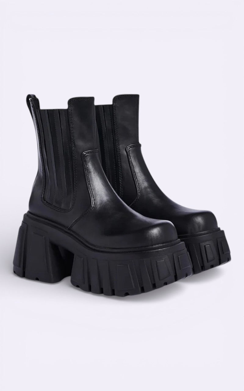 Super High Chunky Heel Platform Chelsea Boots