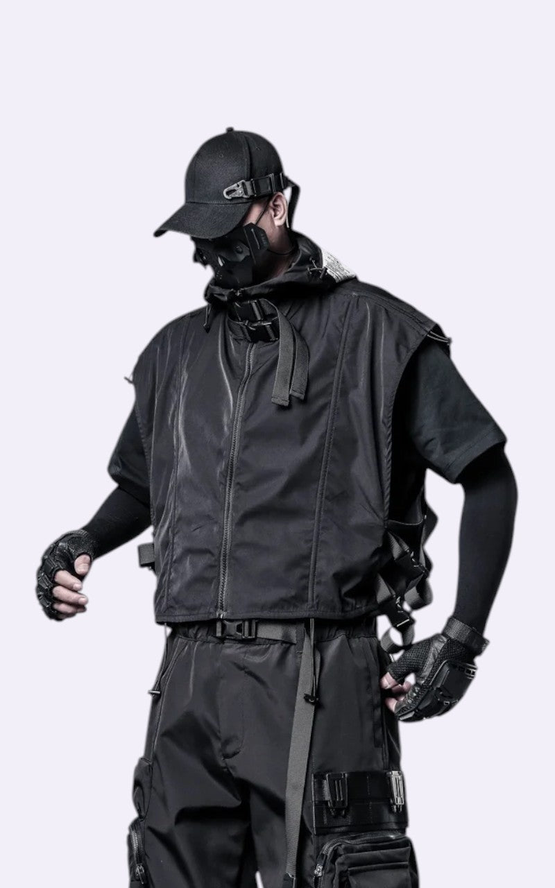 Techwear Hooded Cargo Vest