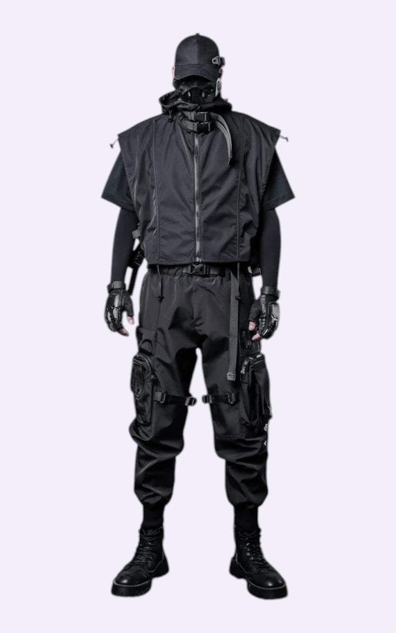 Techwear Hooded Cargo Vest