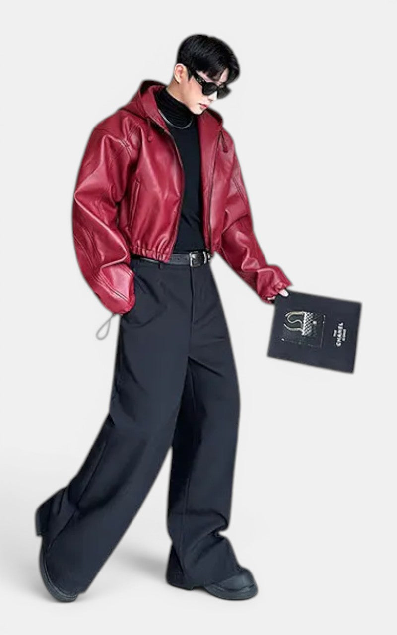 Techwear Hooded Leather Jacket