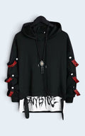 Techwear Ribbon Patchwork Hoodie