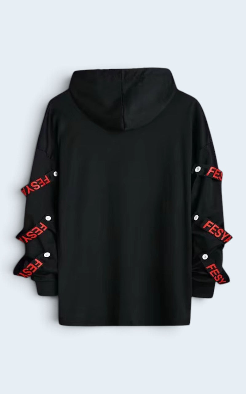 Techwear Ribbon Patchwork Hoodie