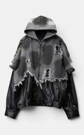 Techwear Ripped Leather Jacket