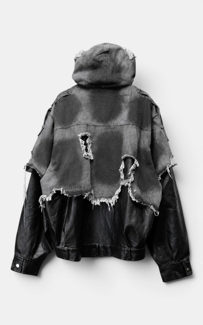 Techwear Ripped Leather Jacket