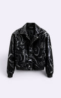 Techwear jacket with marble pattern