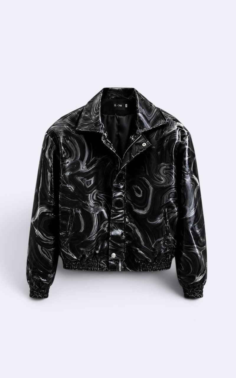 Techwear jacket with marble pattern