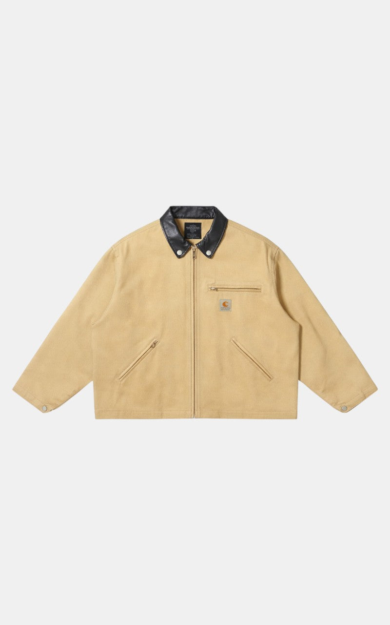 Vintage Splice Leather Collar Cargo Jacket – Cityboy Techwear Streetwear