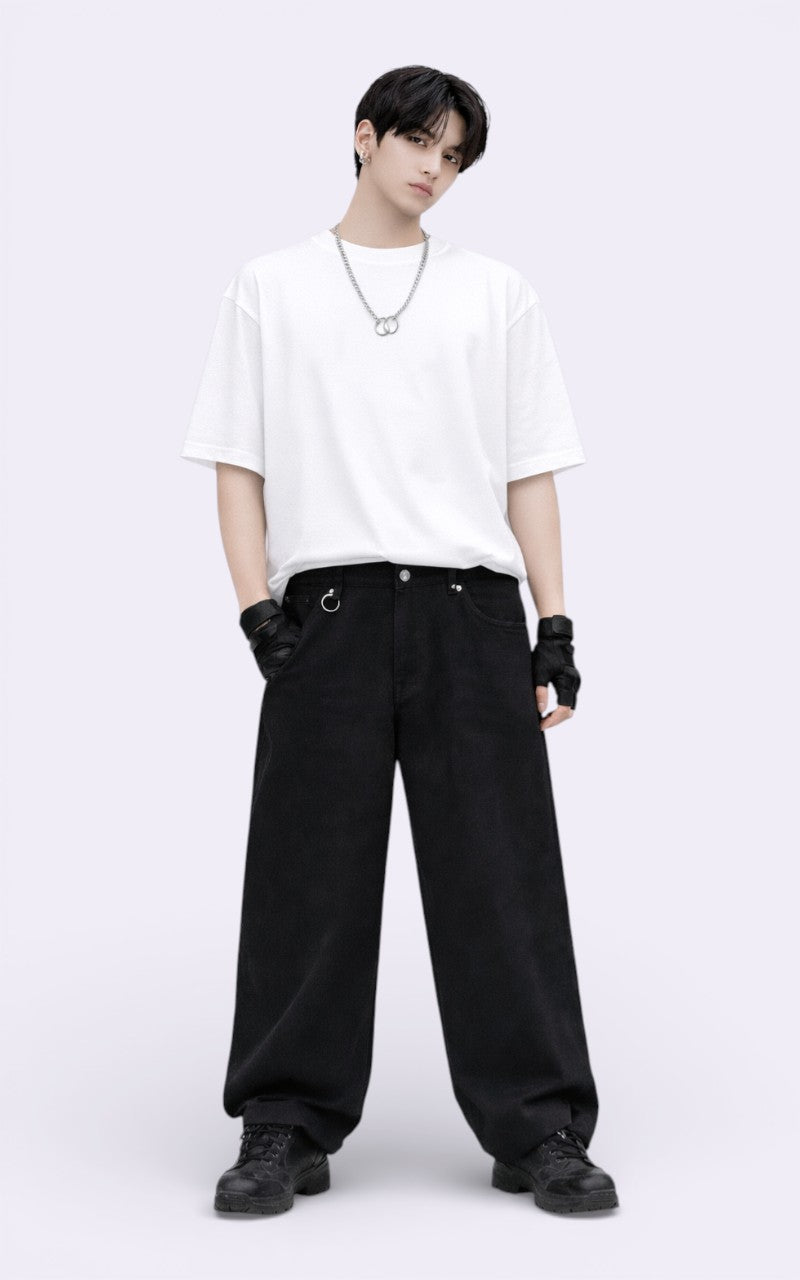 Vintage Washed Wide-Leg Denim Jeans