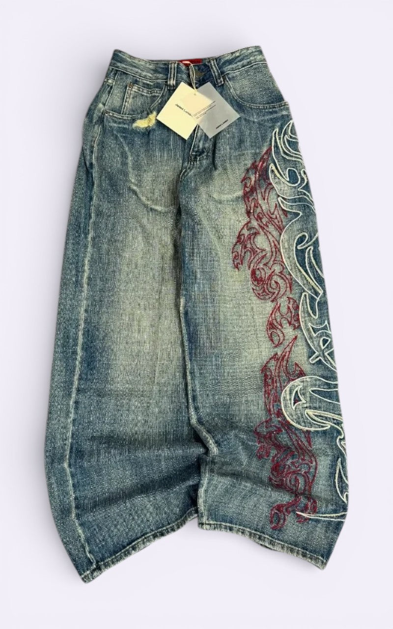 Y2K Embroidered Baggy Jeans