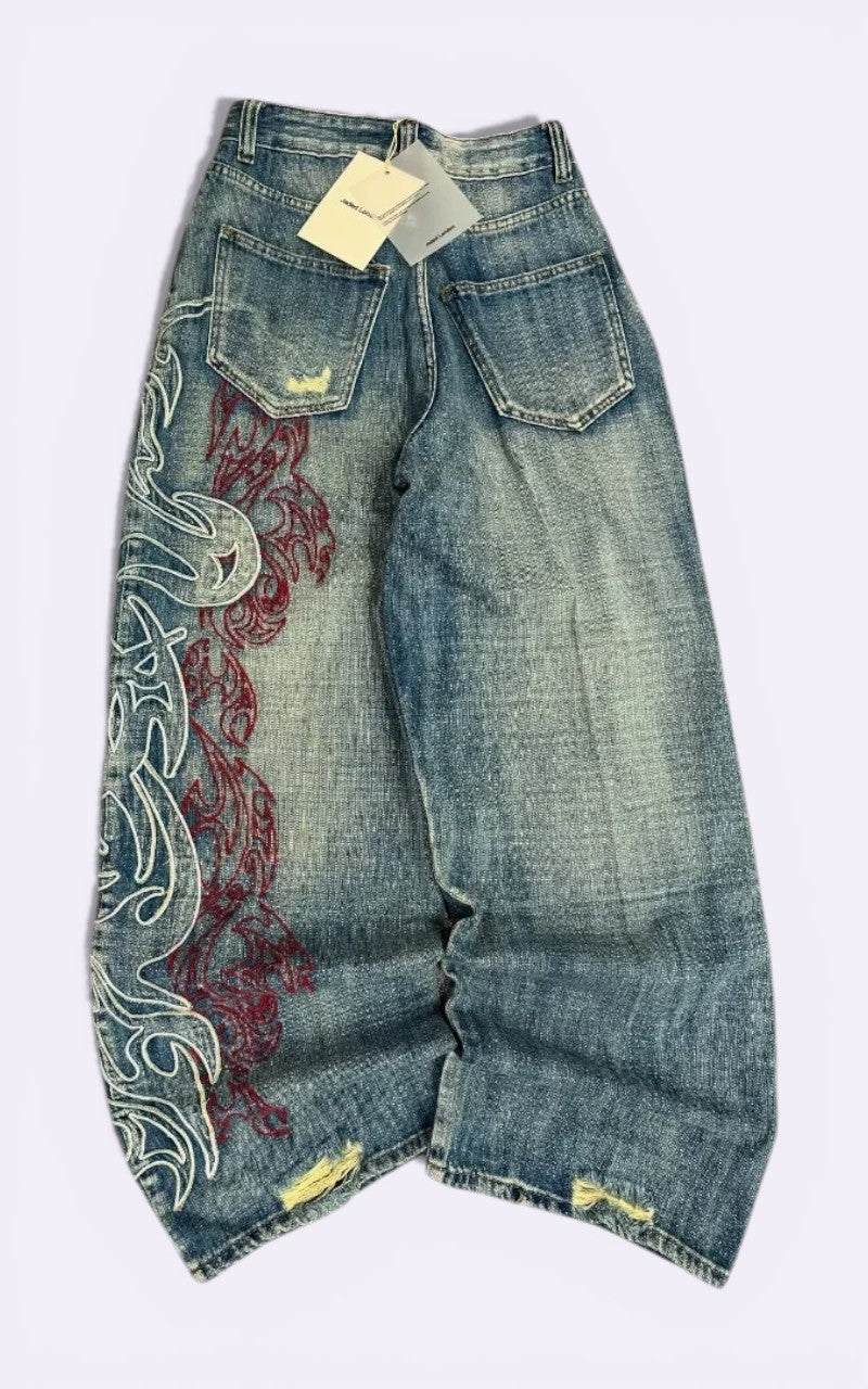 Y2K Embroidered Baggy Jeans