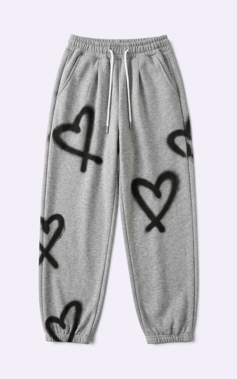 Y2K Heart Print Flare Sweatpants