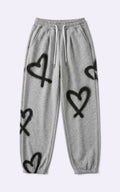 Y2K Heart Print Flare Sweatpants