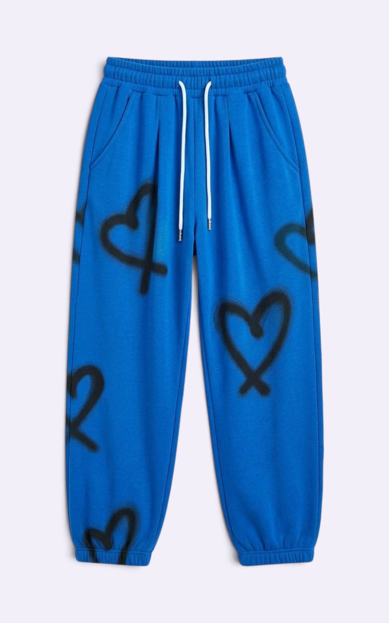 Y2K Heart Print Flare Sweatpants