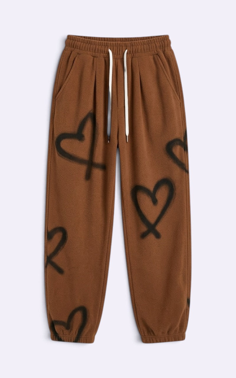 Y2K Heart Print Flare Sweatpants