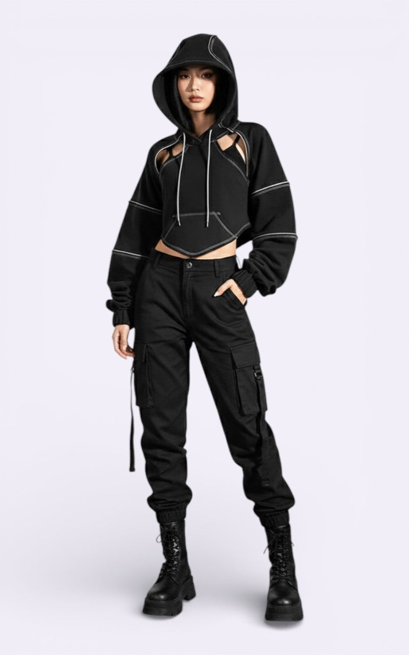 Y2K High Street Color Block Hoodie