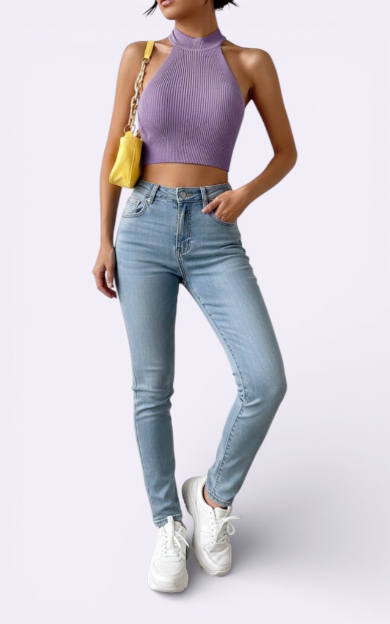 Y2K Knit Halter Crop Top
