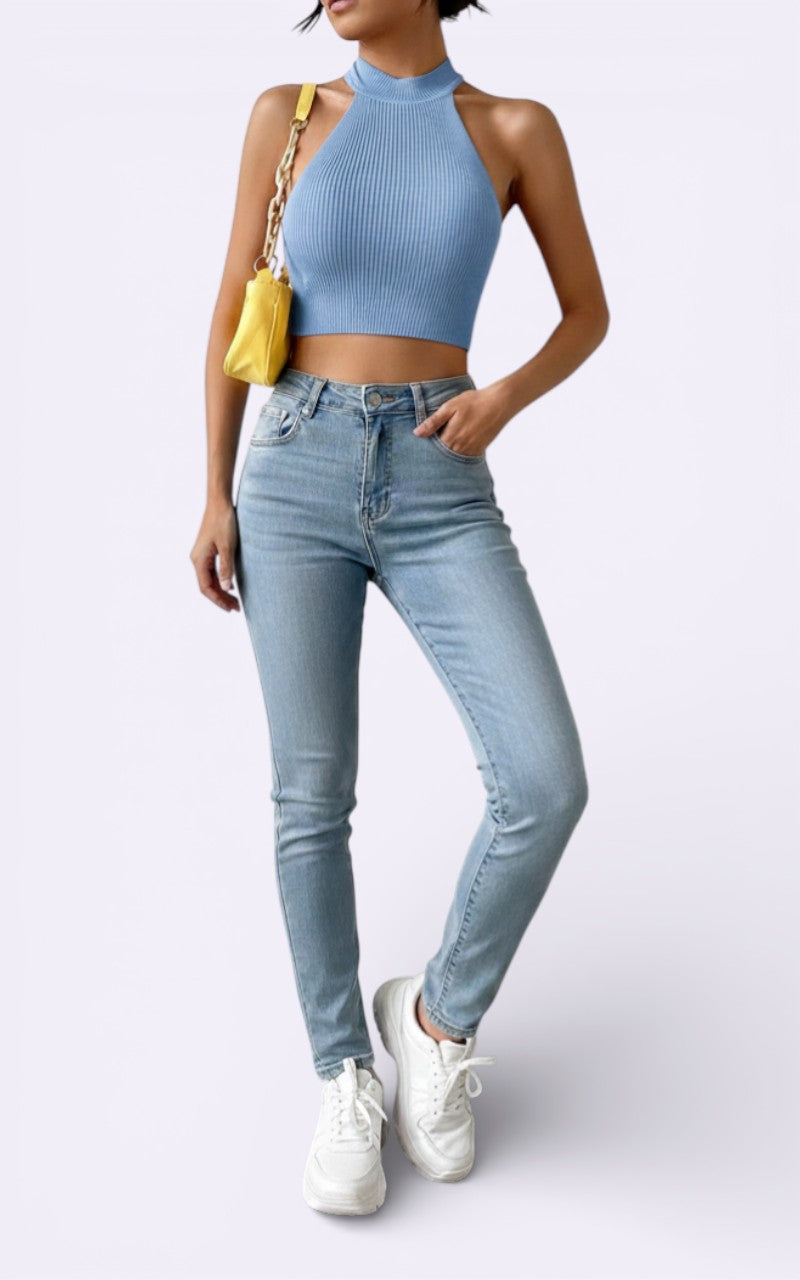 Y2K Knit Halter Crop Top
