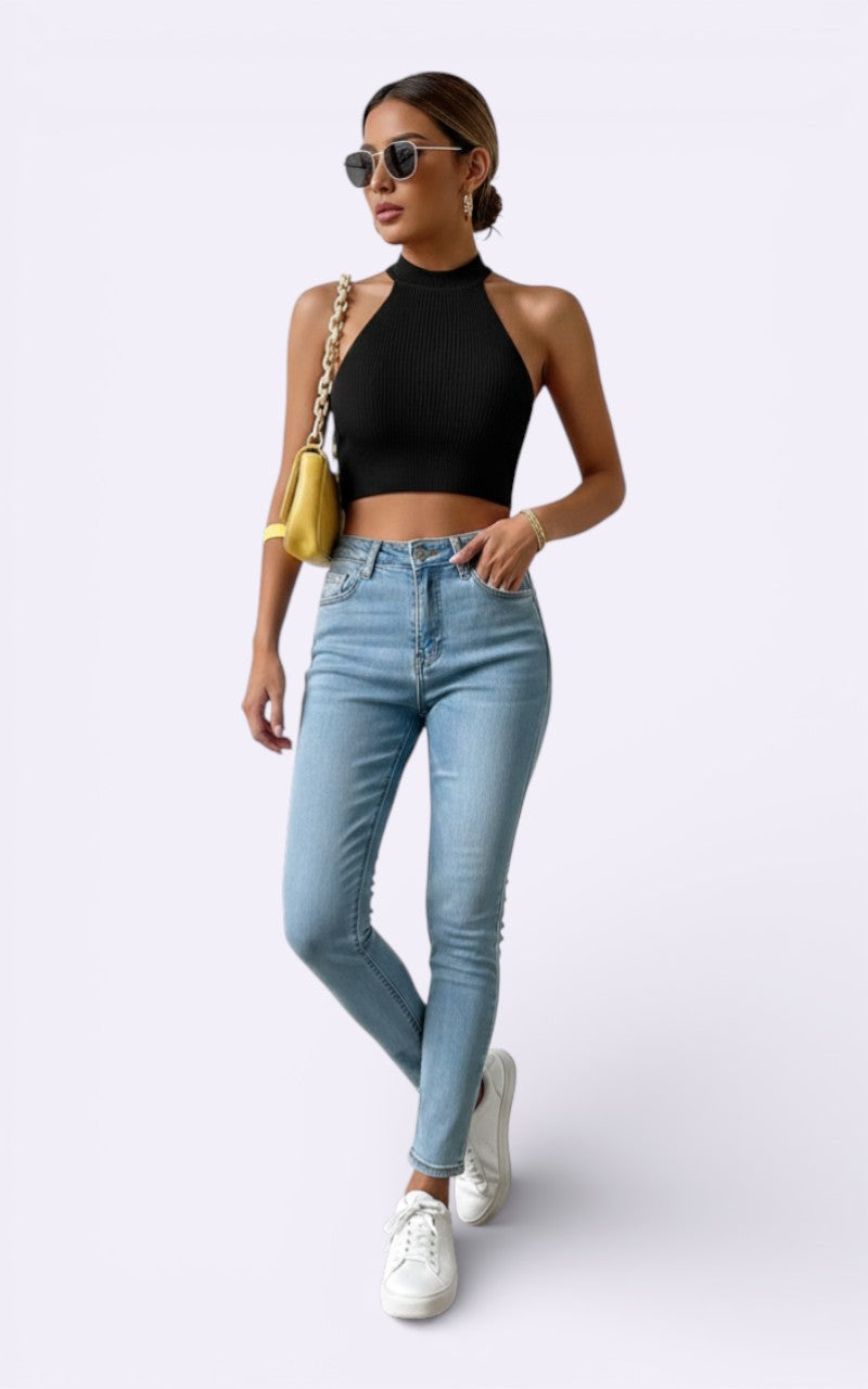 Y2K Knit Halter Crop Top