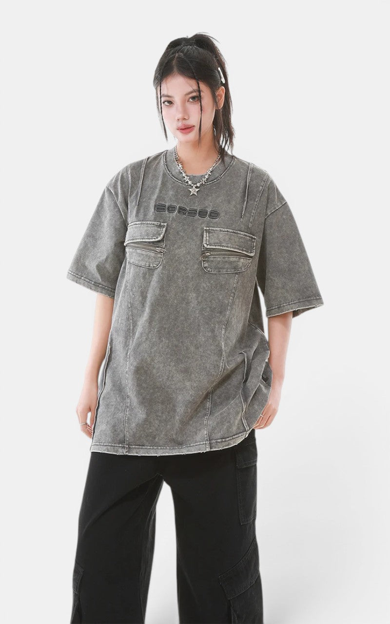 Y2K Patchwork Cargo T-Shirt