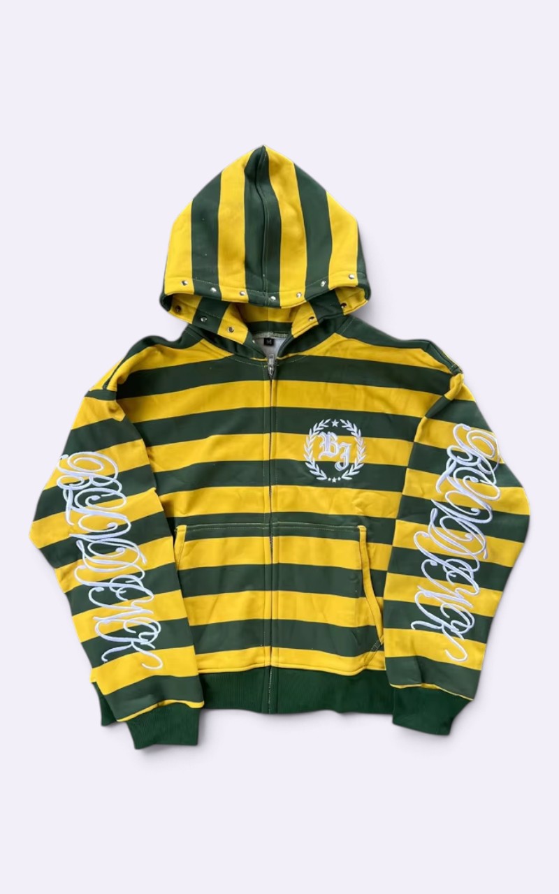 Y2K Rivet Stripe Zip Hoodie