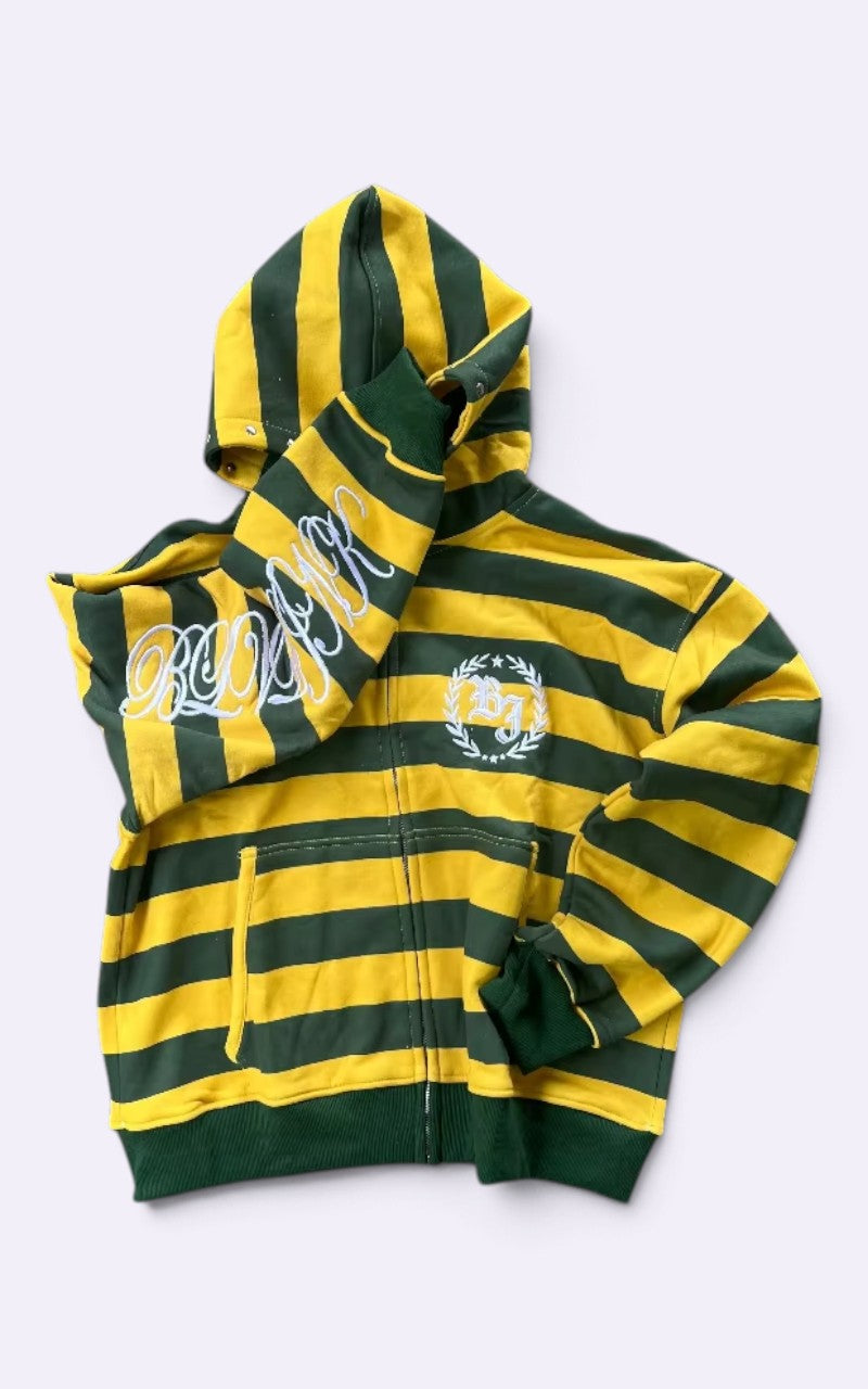 Y2K Rivet Stripe Zip Hoodie