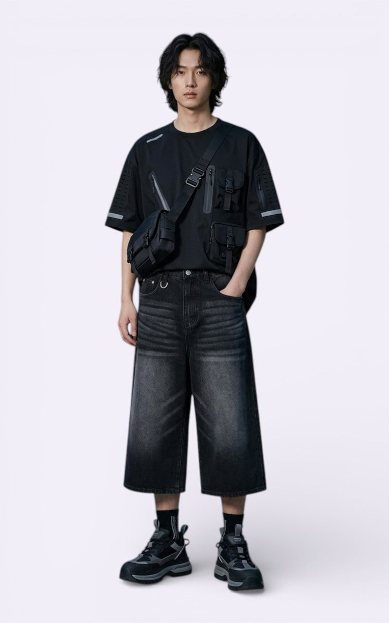 Y2K Vintage Wide-Leg Denim Shorts