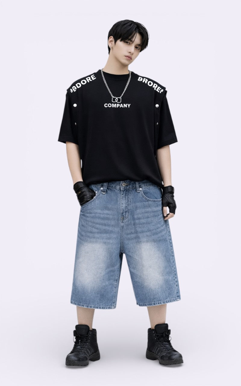 Y2K Vintage Wide-Leg Denim Shorts