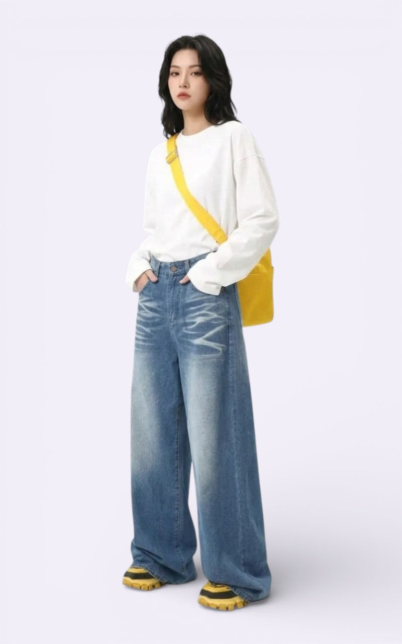 Y2K Washed Wide-Leg Denim Jeans