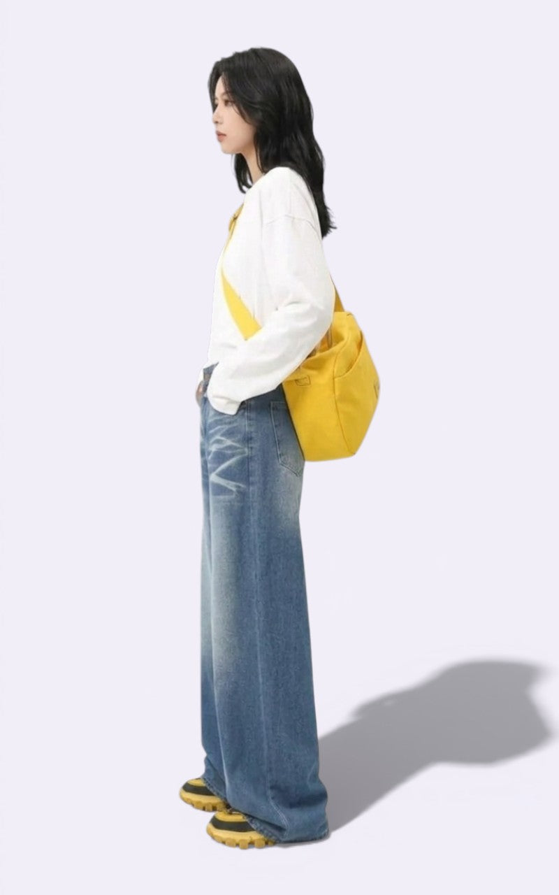Y2K Washed Wide-Leg Denim Jeans
