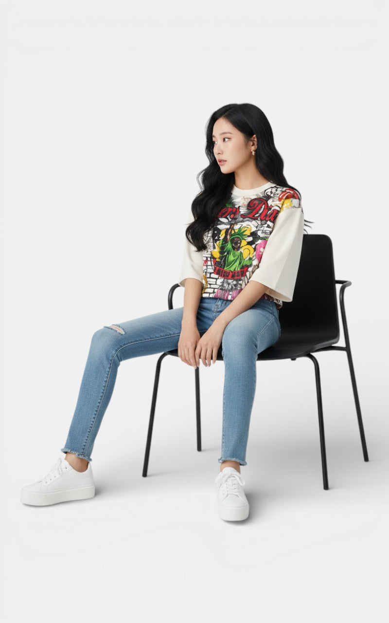 Urban Graffiti Oversized Long Sleeve Tee