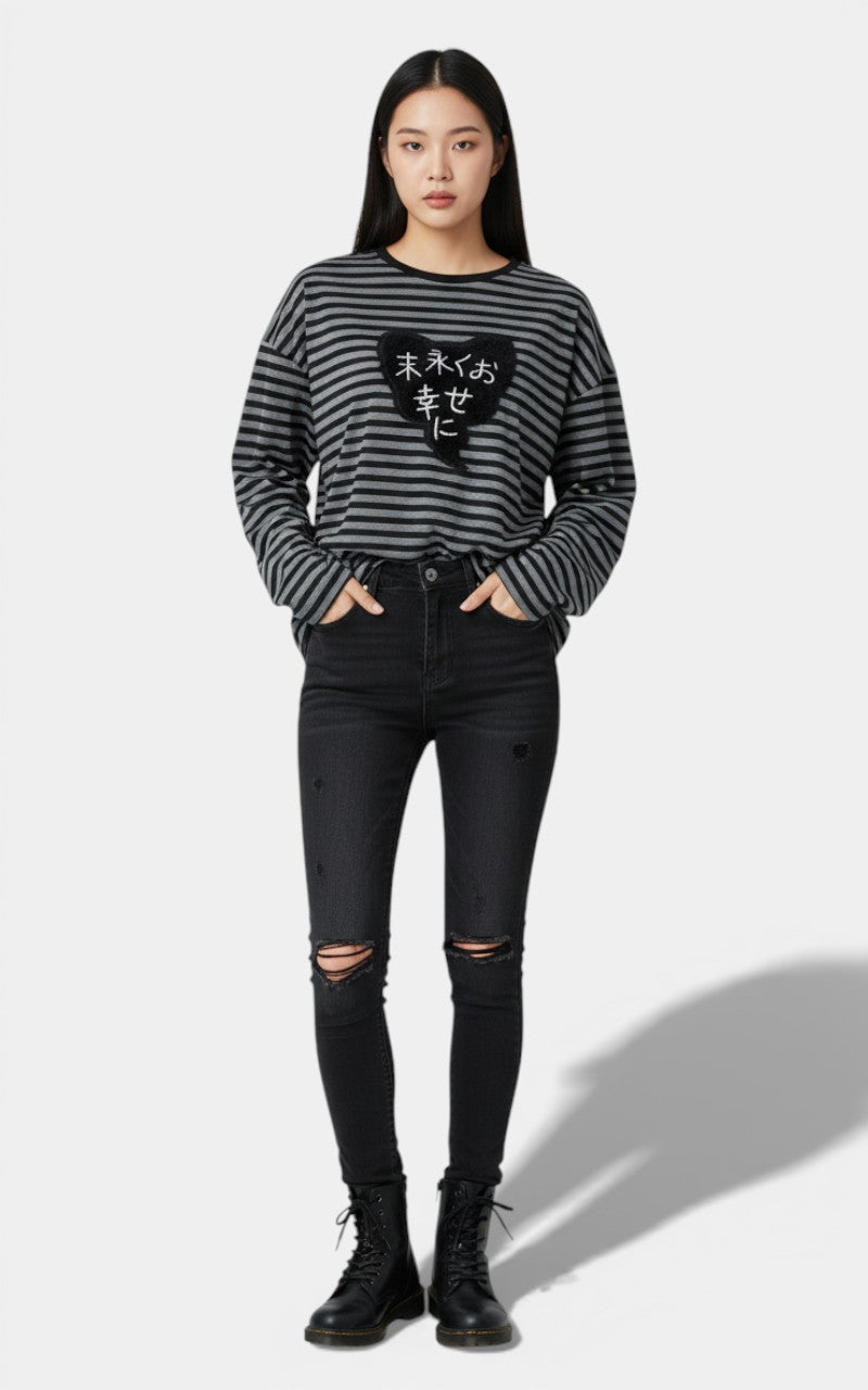 Striped Punk Vintage Long Sleeve Tee