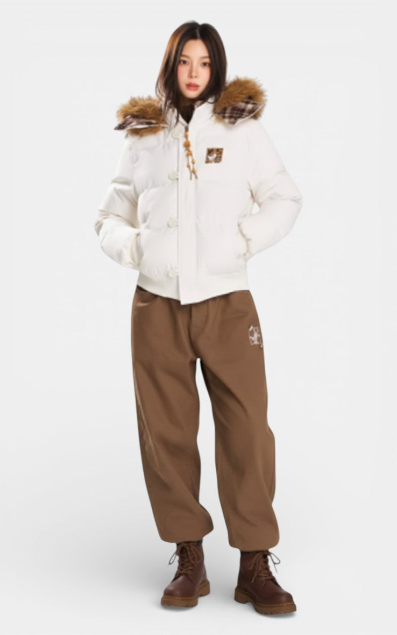 Fur Collar Hooded Parka Jacket