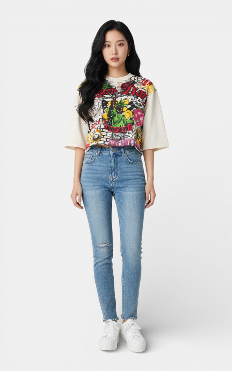 Urban Graffiti Oversized Long Sleeve Tee