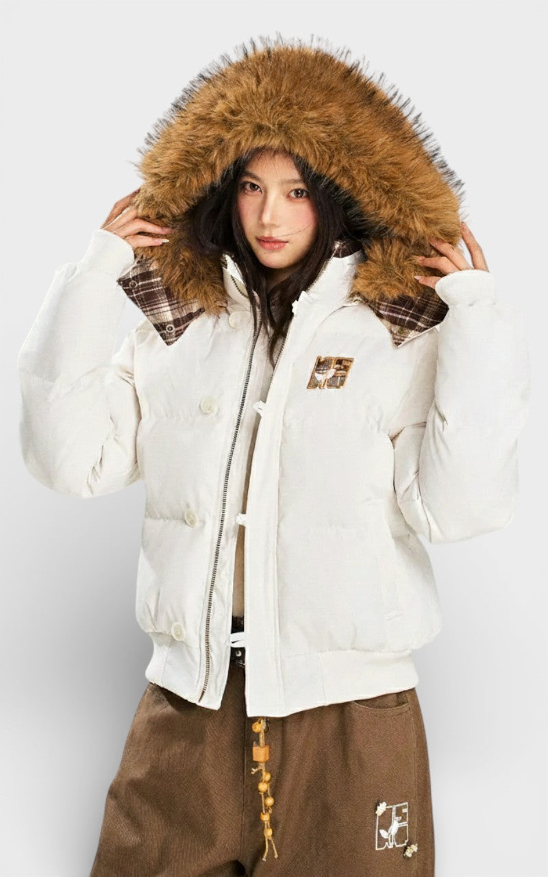 Fur Collar Hooded Parka Jacket