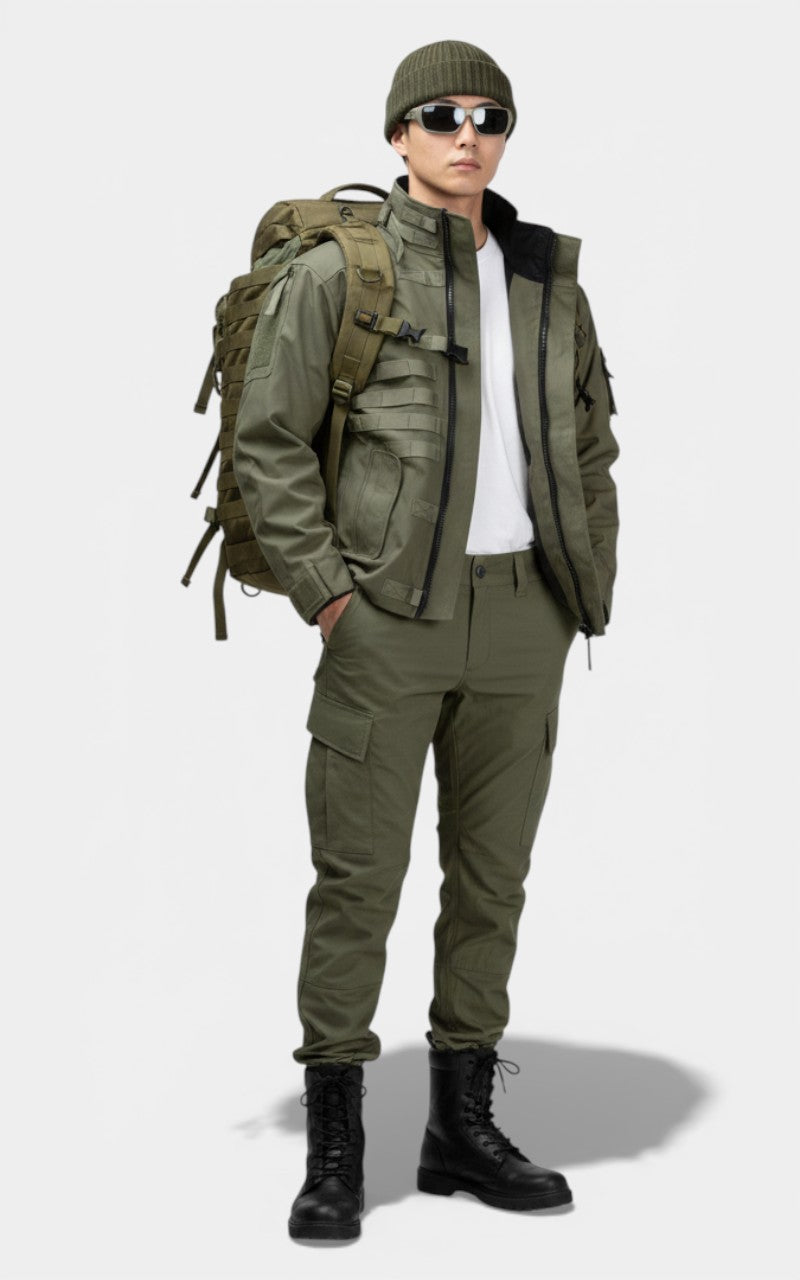 Stand Collar Cargo Utility Jacket