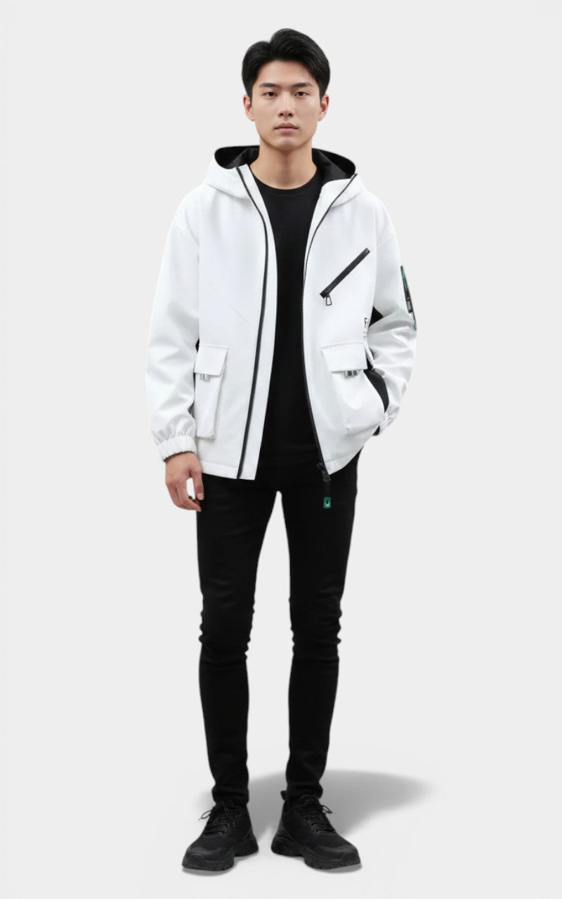 Asymmetric Zip Hooded Jacket