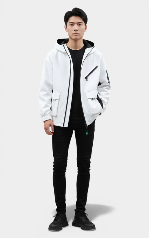 Asymmetric Zip Hooded Jacket