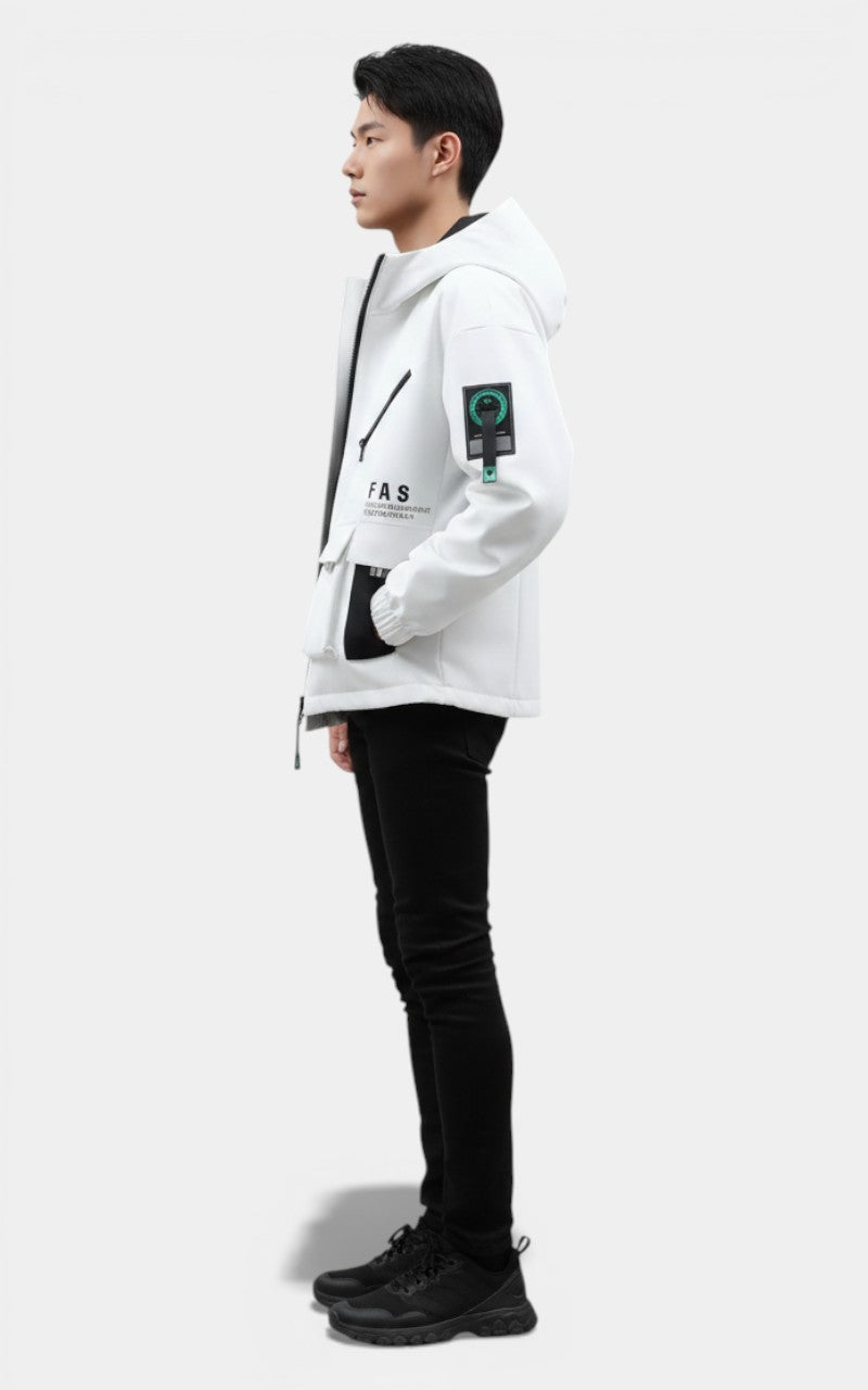 Asymmetric Zip Hooded Jacket